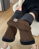 Pantaloni în dungi cu picior lat și căptușeală din fleece®