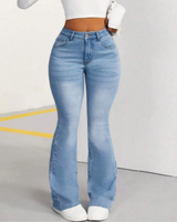 Pantaloni Stretch Jean Bell Bottoms cu croială înaltă