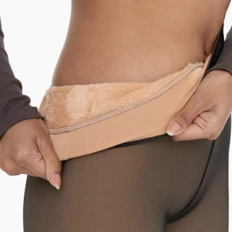 Colanți termici cu efect de piele pentru femei