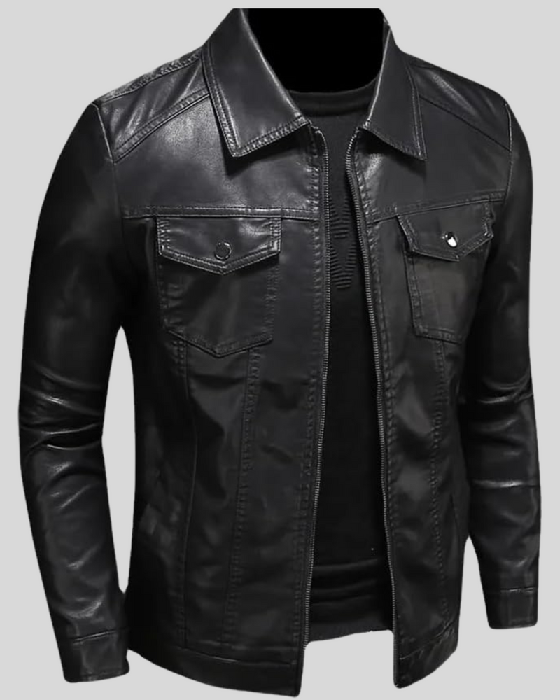 Jachetă bărbătească din piele cu rever
