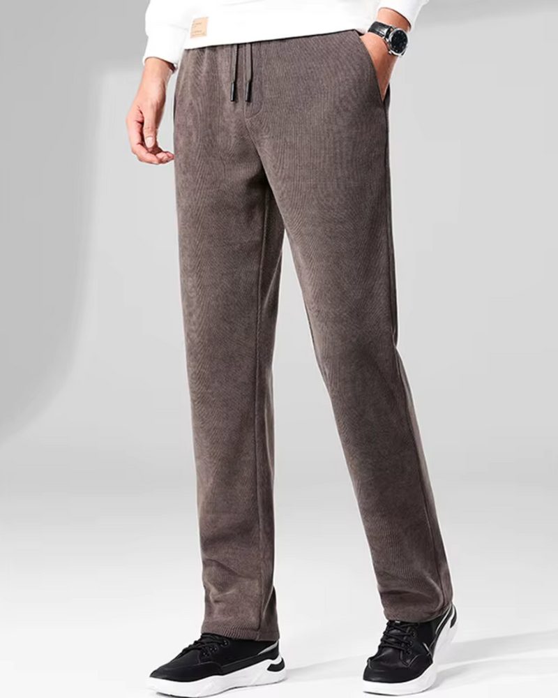 Pantaloni Casual din Velur cu Talie Elastică Pentru Bărbați