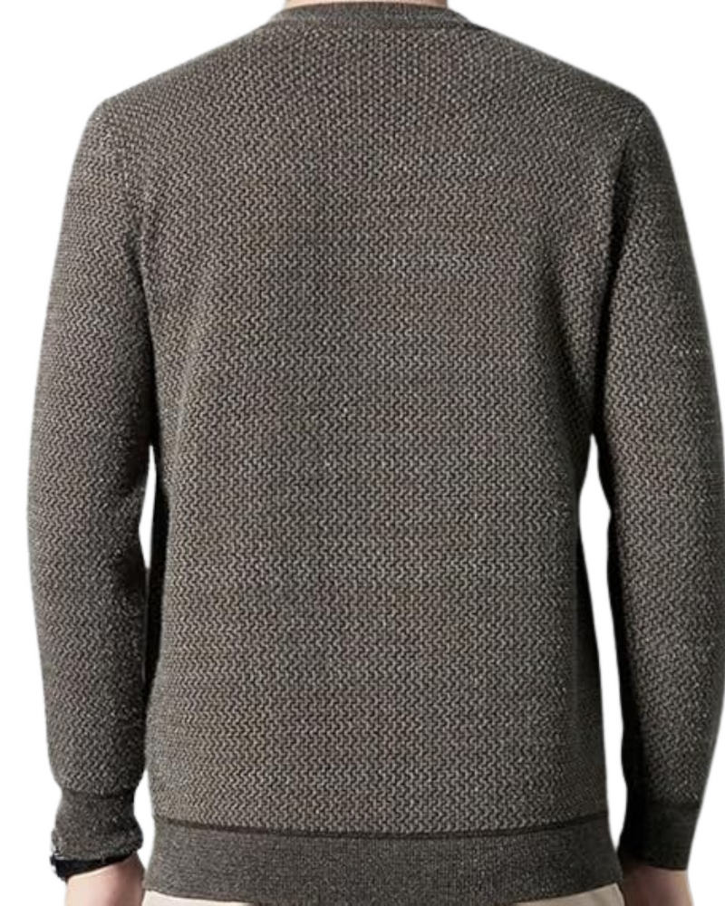 Jersey tricotat texturat pentru bărbați cu gât rotund pentru iarnă