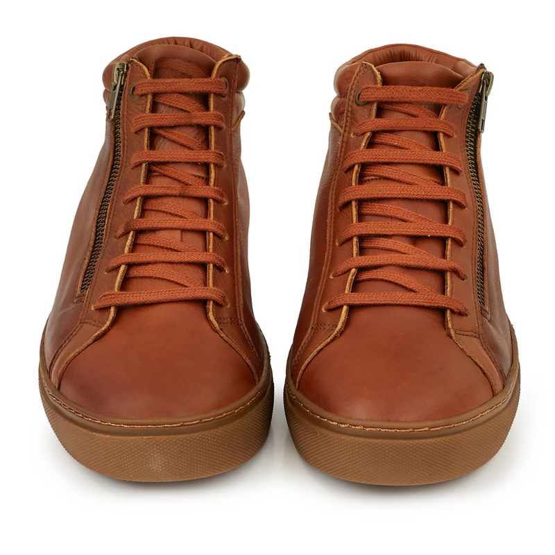 Botine casual din piele pentru bărbați cu închidere laterală cu fermoar