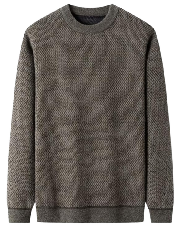 Jersey tricotat texturat pentru bărbați cu gât rotund pentru iarnă