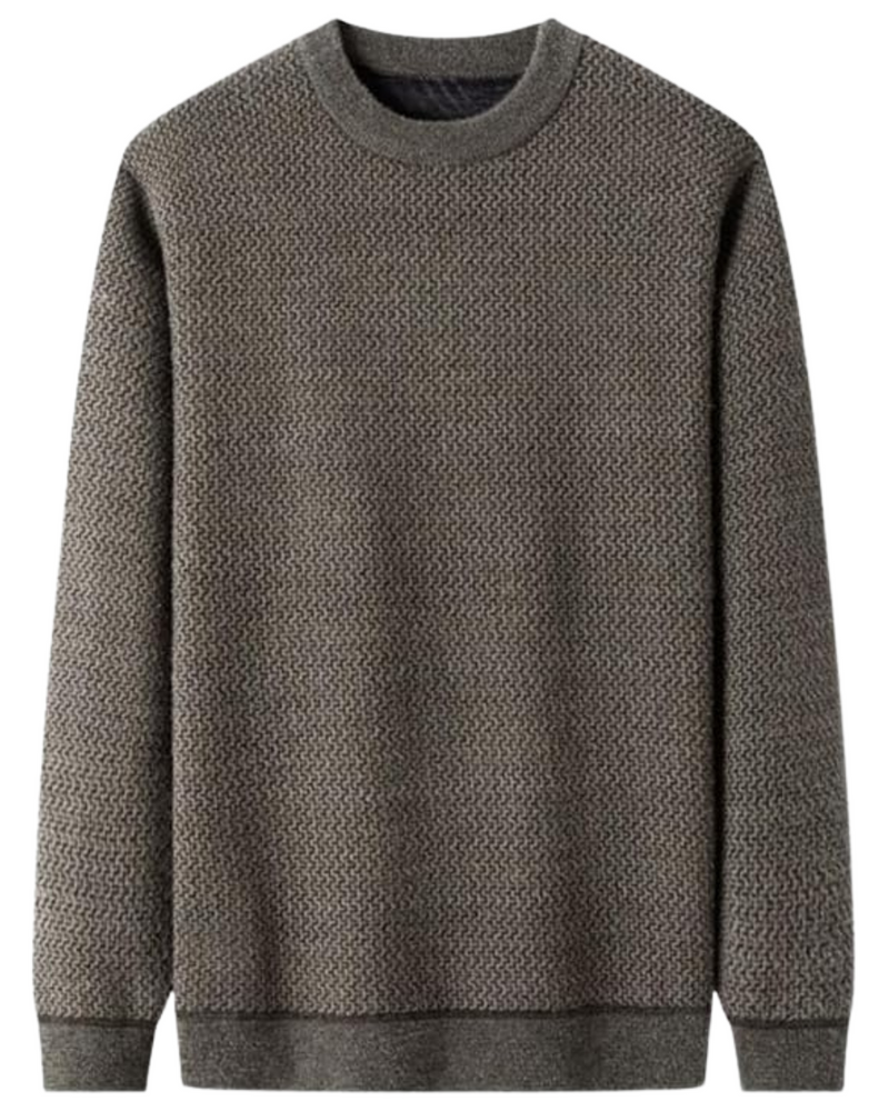 Jersey tricotat texturat pentru bărbați cu gât rotund pentru iarnă