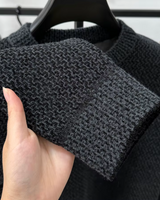 Jersey tricotat texturat pentru bărbați cu gât rotund pentru iarnă