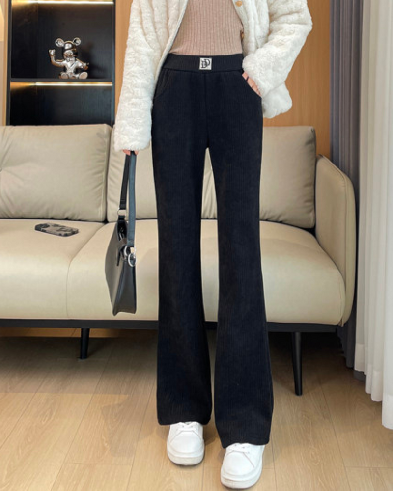 Pantaloni în dungi cu picior lat și căptușeală din fleece®