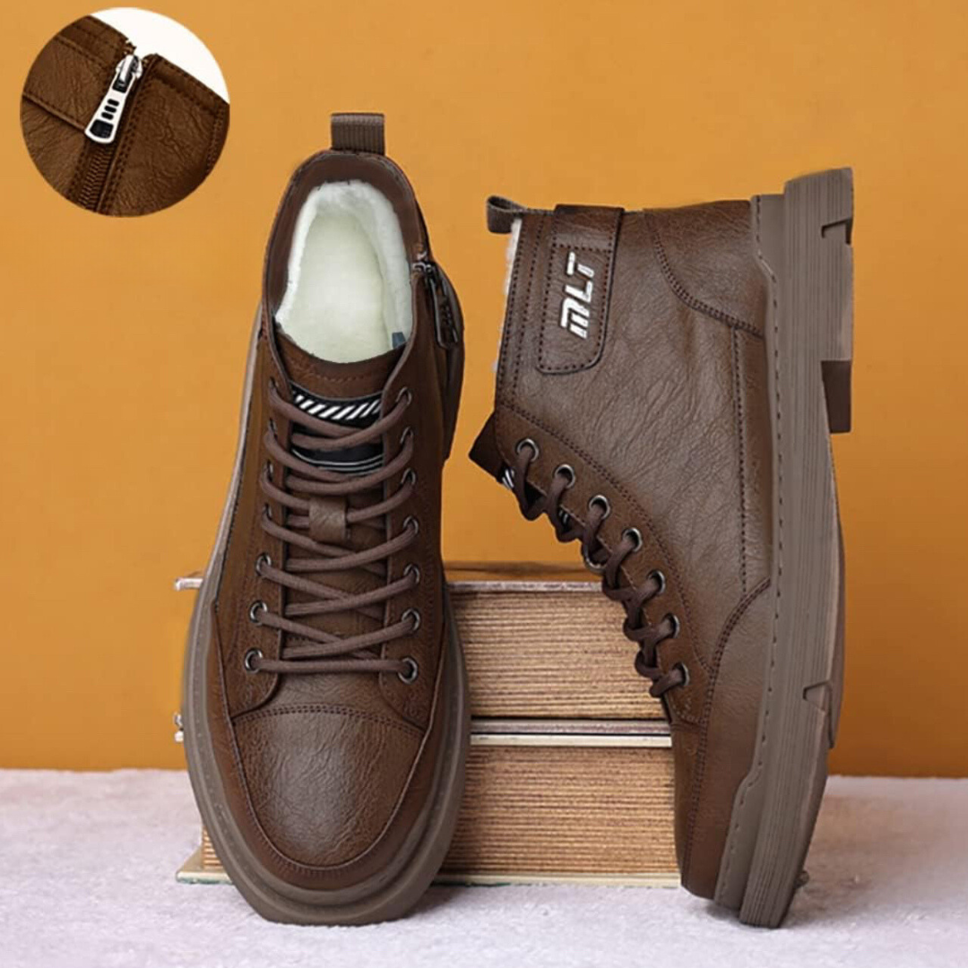 Cizme din piele pentru bărbați cu căptușeală din folar