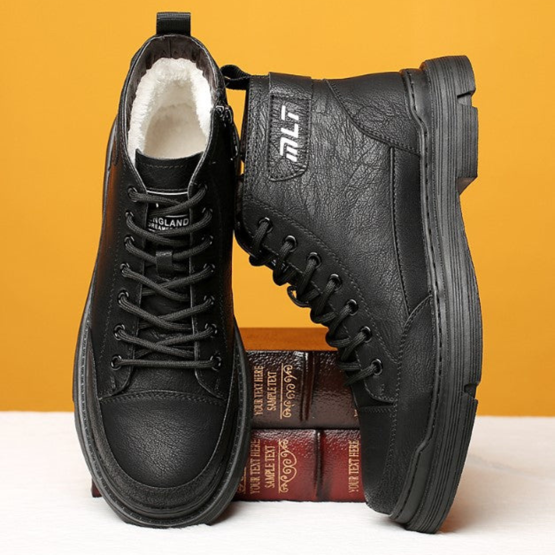 Cizme din piele pentru bărbați cu căptușeală din folar