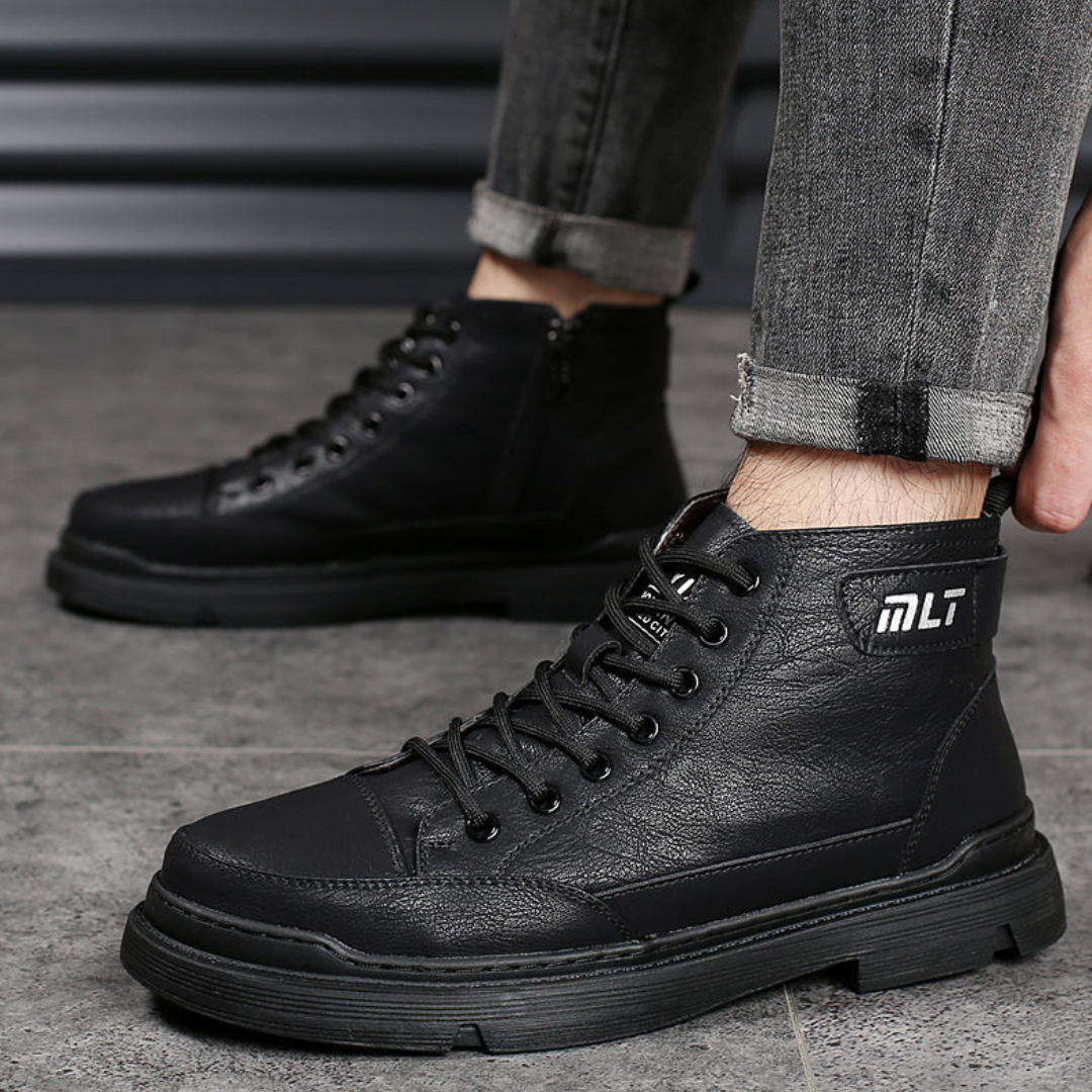 Cizme din piele pentru bărbați cu căptușeală din folar