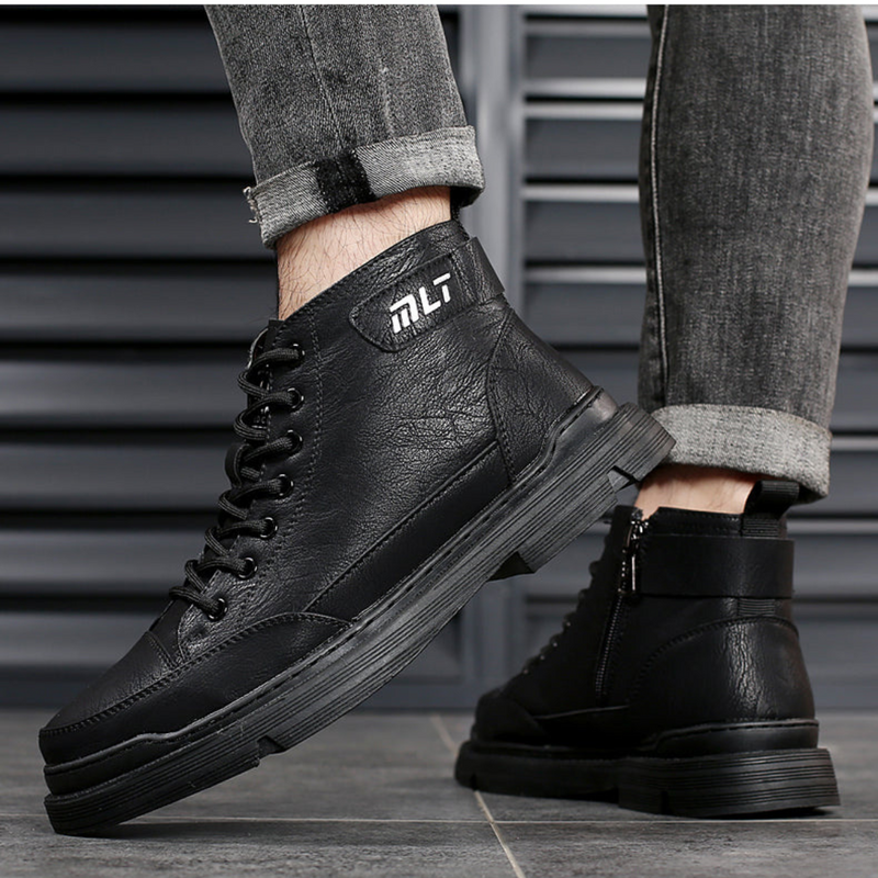 Cizme din piele pentru bărbați cu căptușeală din folar